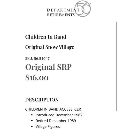 Department 56 The Original Snow Village “Children In Band” #5104-7 Christmas - Picture 13 of 13